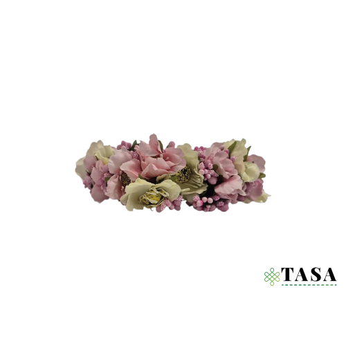 Sarı və çəhrayı güllü sac tacı