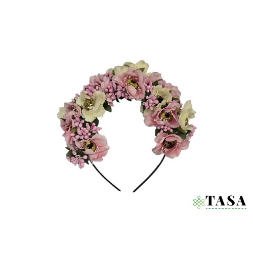 Sarı və çəhrayı güllü sac tacı