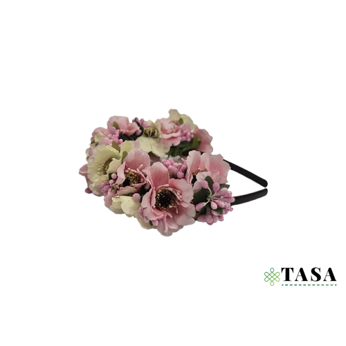 Sarı və çəhrayı güllü sac tacı